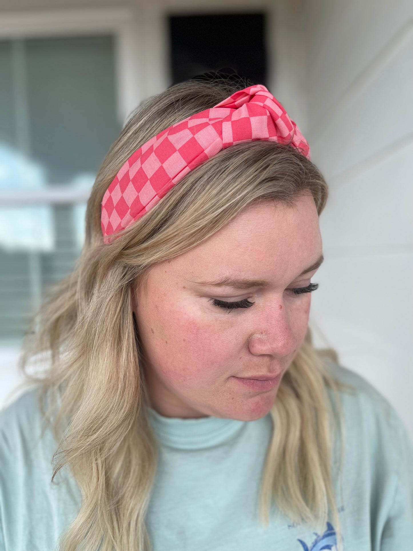 Pink Check Headband