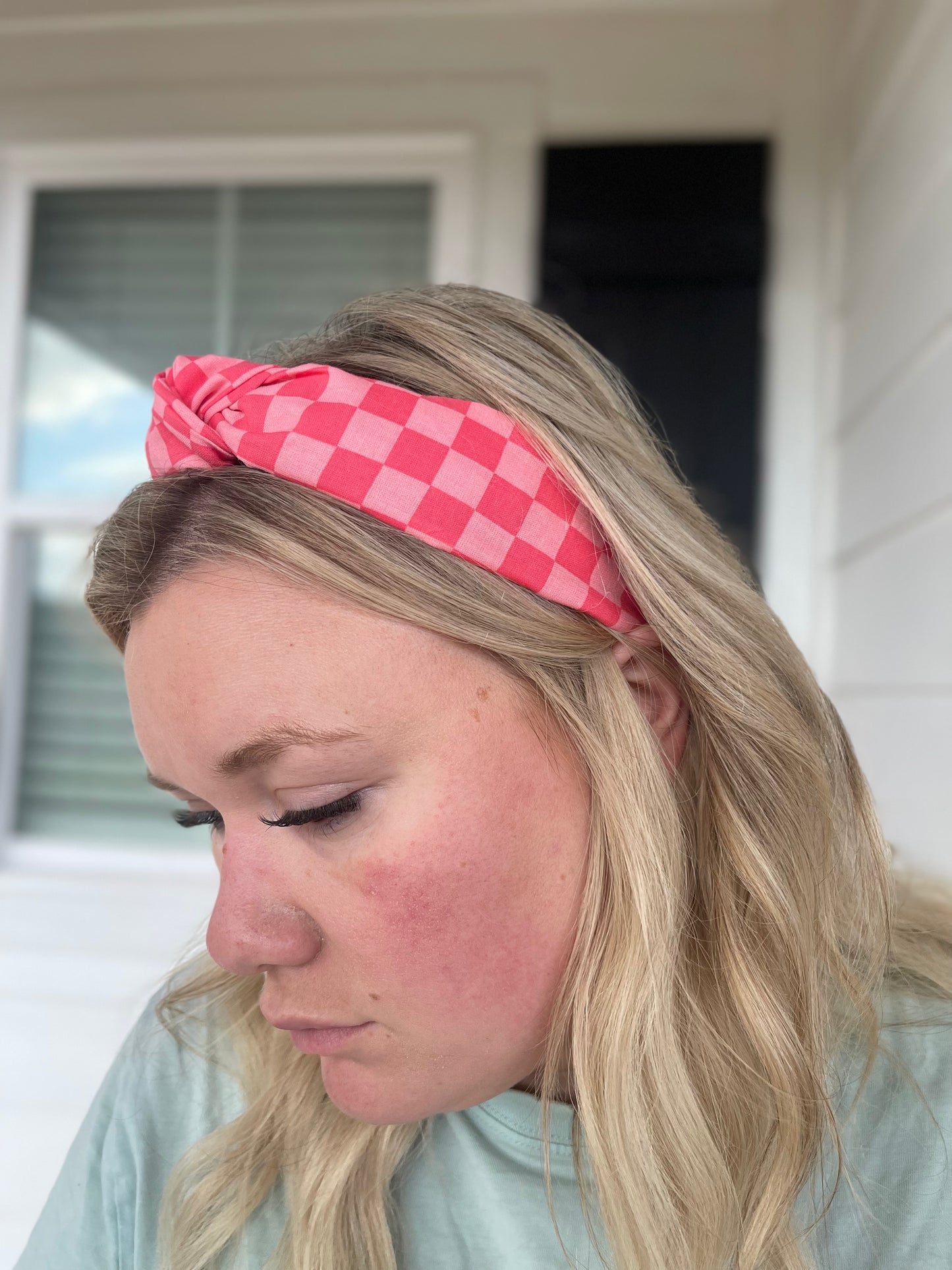 Pink Check Headband